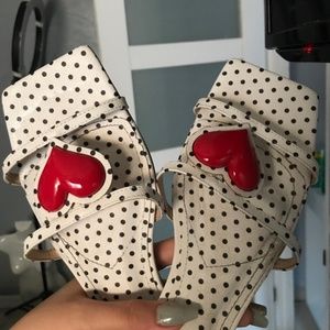 Cecconello x Anthropologie polka dot square sandals
